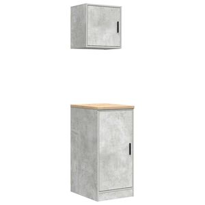 vidaXL Armadi da Garage 2 pz Grigio Cemento in Legno Multistrato