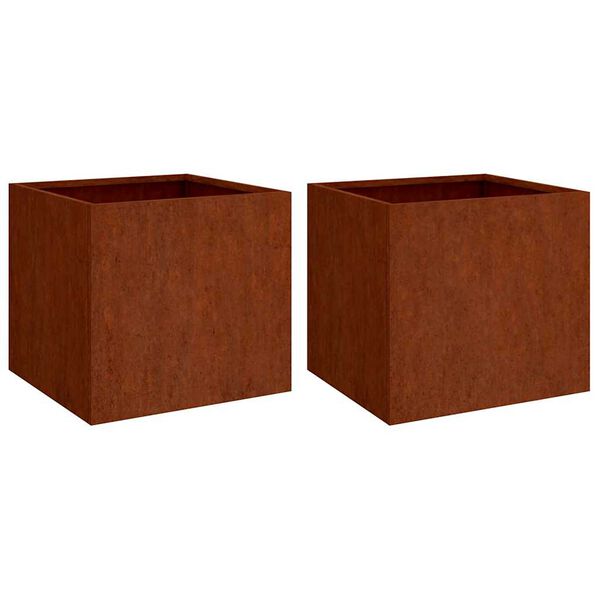 vidaXL Fioriere 2 pz 49x47x46 cm Acciaio Corten