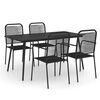 vidaXL Set da Pranzo da Esterni 5 pz in Corda di Cotone e Acciaio Nero