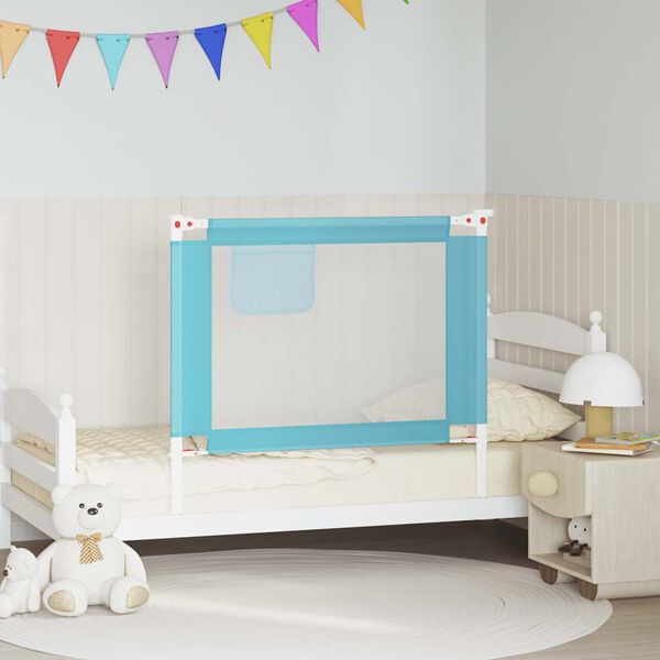 vidaXL Sponda Letto di Sicurezza per Bambini Blu 100x25 cm in Tessuto