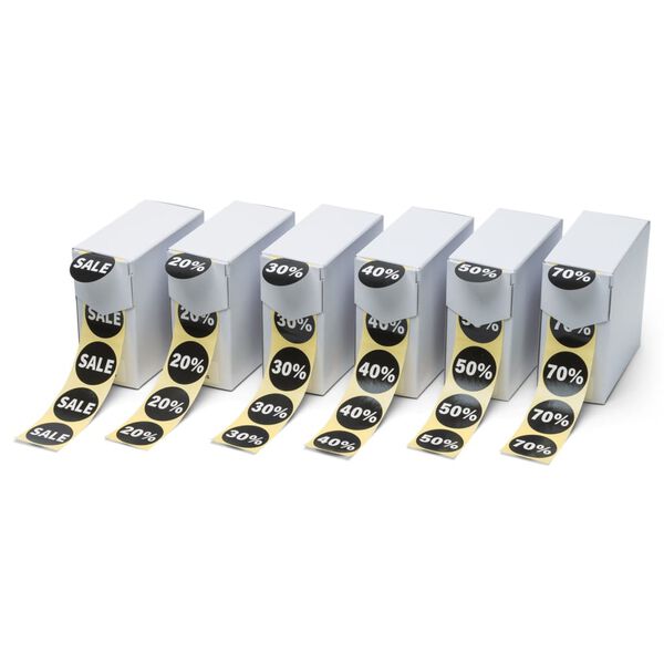 rillprint Adesivi per Saldi 250 pz x 5 Rotoli Neri e Bianchi