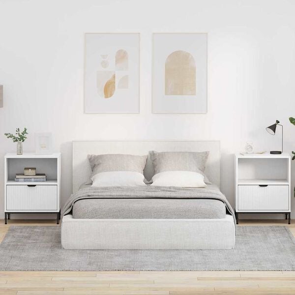 vidaXL Armadio da Notte 2 pcs Bianco 49 x 36 x 61 cm Legno multistrato