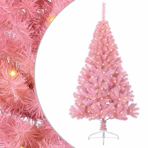vidaXL Albero di Natale artificiale con luci integrate Rosa 120 cm PVC