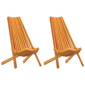 vidaXL Sedia 2 pz Marrone Legno di Acacia Massello