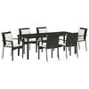 vidaXL Set da Pranzo per Giardino con cuscino 7 pcs Nero polyrattan