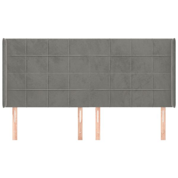 vidaXL Testiera ad Orecchio Grigio Chiaro 203x16x118/128 cm in Velluto