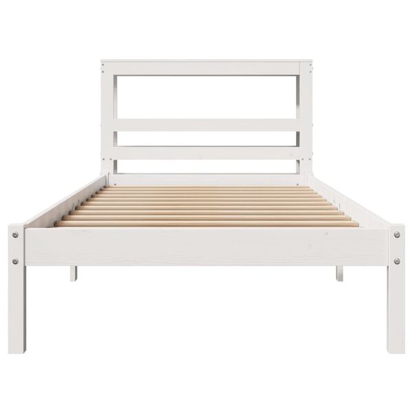 vidaXL Letto senza Materasso Bianco 75x190 in Legno Massello di Pino