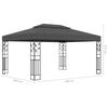 vidaXL Gazebo con Tetto Doppio e Luci LED 3x4 m Antracite
