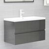 vidaXL Set Mobili da Bagno Grigio Lucido in Legno Multistrato