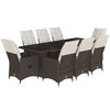 vidaXL Set Bistr&ograve; da Giardino 9 pz con Cuscini in Polyrattan Marrone