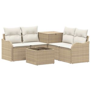 vidaXL Set di divani 6 pz Beige e Bianco Crema