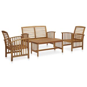 vidaXL Set Divani da Giardino 4 pz in Legno Massello di Acacia