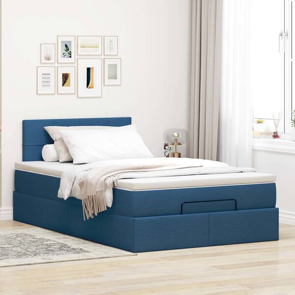 vidaXL Pouf Letto con Materasso e LED Blu 120x190cm in Tessuto