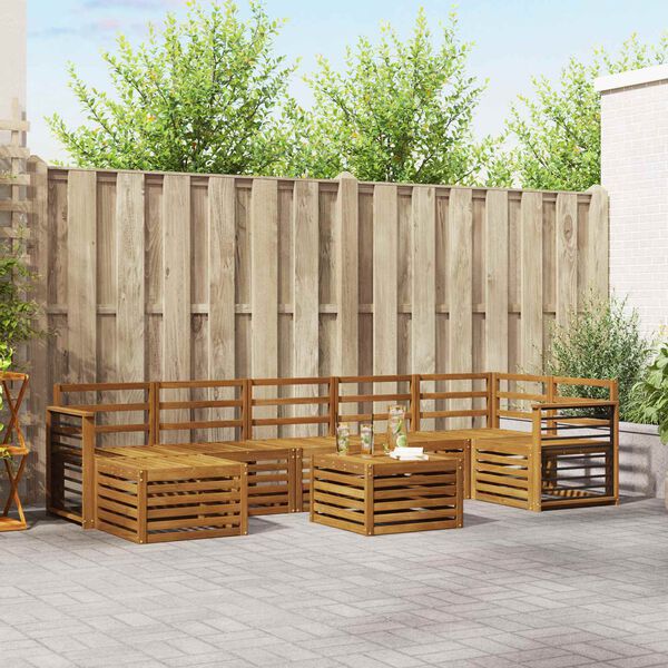 vidaXL Set divani 8 pcs Naturale Legno di Acacia Massello