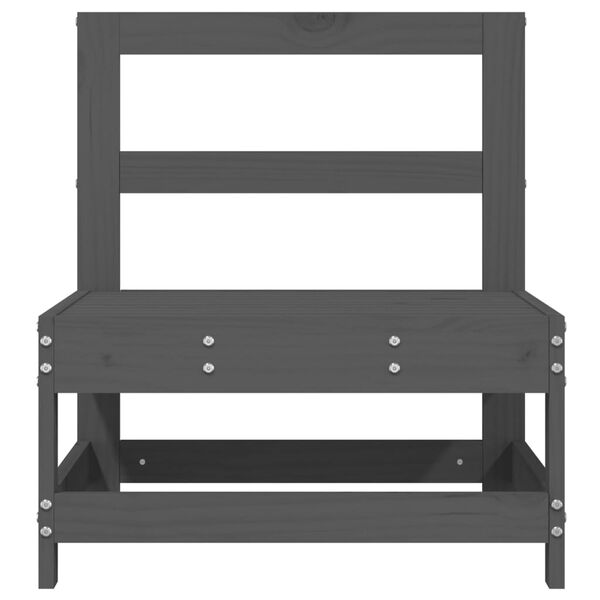 vidaXL Divano Centrale da Giardino Grigio in Legno Massello di Pino