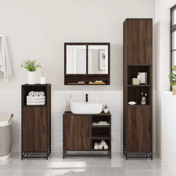 vidaXL Set Mobili da Bagno 2 pz Rovere Marrone in Legno Multistrato