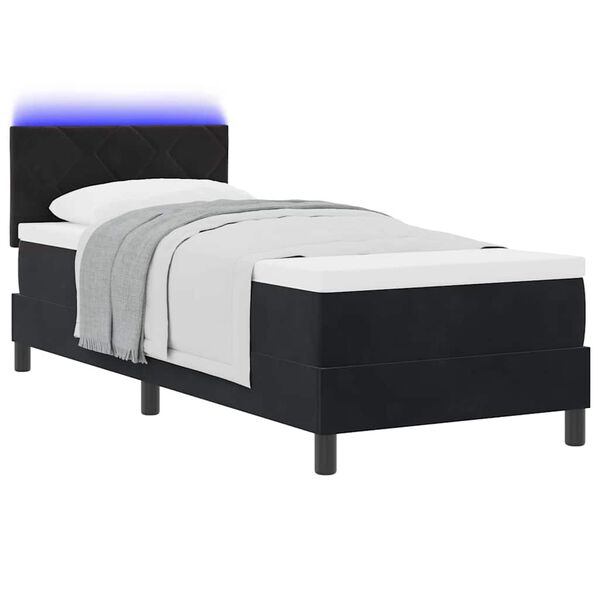 vidaXL Letto a Sorgente LED con materasso Nero 80 x 200 cm Velluto