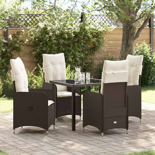 vidaXL Set da Pranzo per Giardino 5 pcs Marrone Poly Rattan