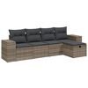 vidaXL Set Divano da Giardino 5pz con Cuscini Grigio Chiaro Polyrattan