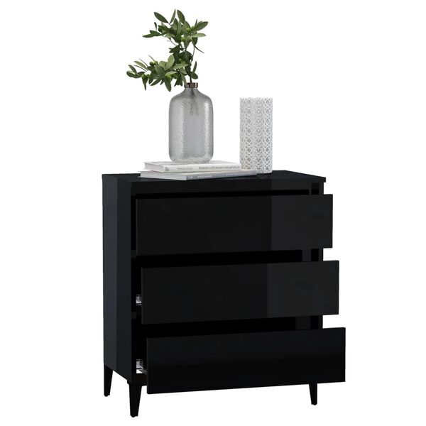 vidaXL Credenza Nero Lucido 60x35x69 cm in Legno Multistrato