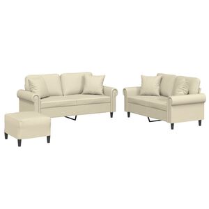 vidaXL Set di Divani 3 pz con Cuscini Crema in Similpelle
