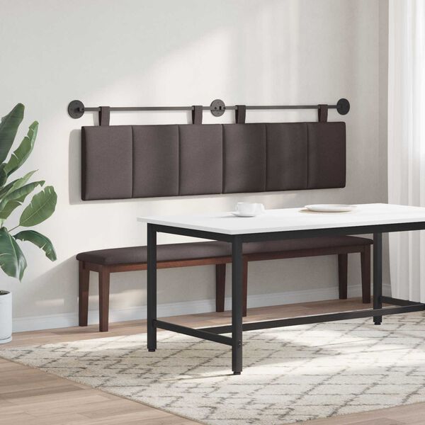 vidaXL Testata appesa Rigato Marrone Scuro 190 x 55 x 5 cm Tessuto