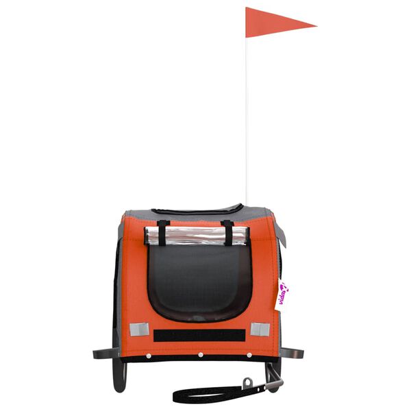 vidaXL Rimorchio da Bici per Animali Arancione e Nero Oxford e Ferro