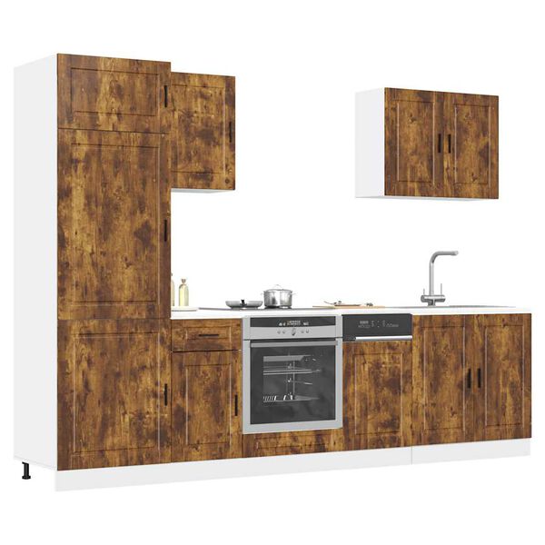 vidaXL Set Mobili da Cucina 7 pz Porto Rovere Fumo Legno Multistrato