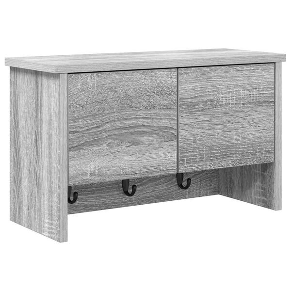 vidaXL Appendiabiti a muro con porta Grigio Sonoma 50 x 20 x 30 cm