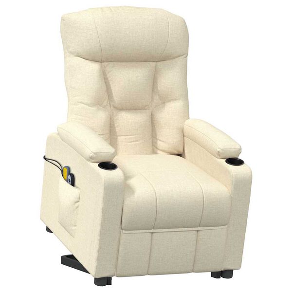 vidaXL Poltrona Alzapersona Massaggiante Crema in Tessuto