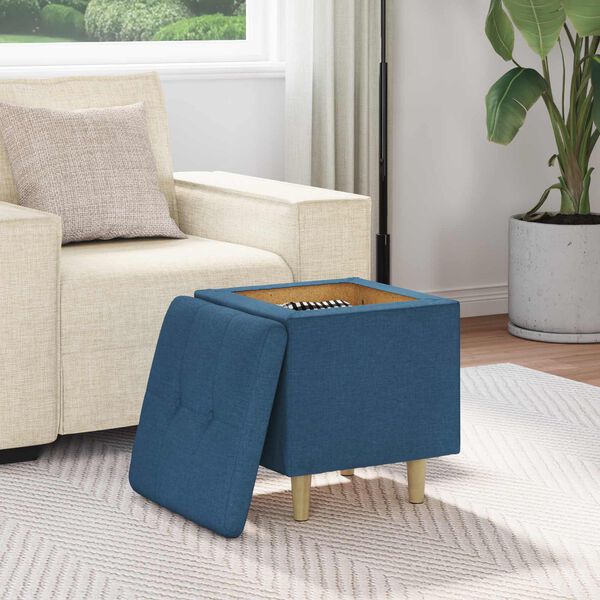 vidaXL Pouf contenitore con cuscino Blu 40 x 40 x 45 cm Tessuto