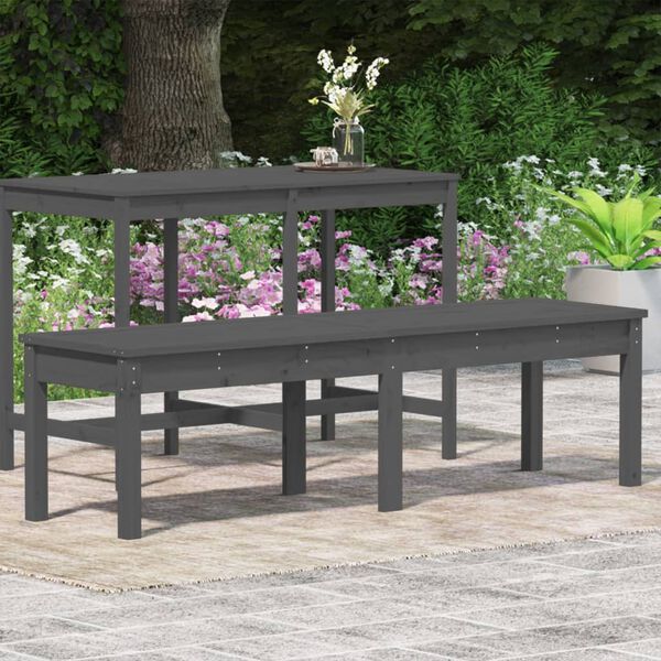 vidaXL Panca Giardino 2 Posti Grigia 159,5x44x45cm Legno Massello Pino
