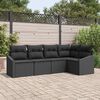vidaXL Set di divani con cuscino 5 pcs Nero polyrattan