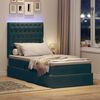 vidaXL Letto con contenitore e LED Verde Scuro 90 x 200 cm Velluto