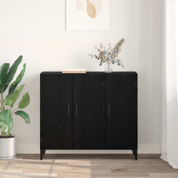 vidaXL Credenza Rovere nero 34 x 90 x 80 cm Legno multistrato