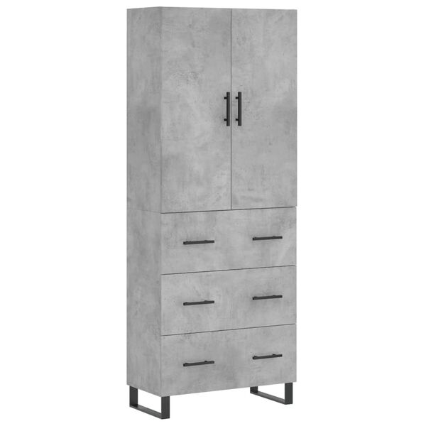 vidaXL Credenza Grigio Cemento 69,5x34x180 cm in Legno Multistrato