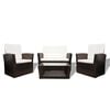 vidaXL Set Divani da Giardino 4 pz con Cuscini in Polyrattan Marrone