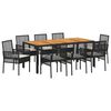 vidaXL Set da Pranzo per Giardino 9 pcs Nero polyrattan