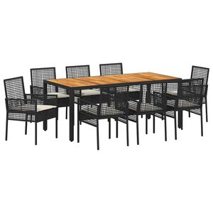 vidaXL Set da Pranzo per Giardino 9 pcs Nero polyrattan