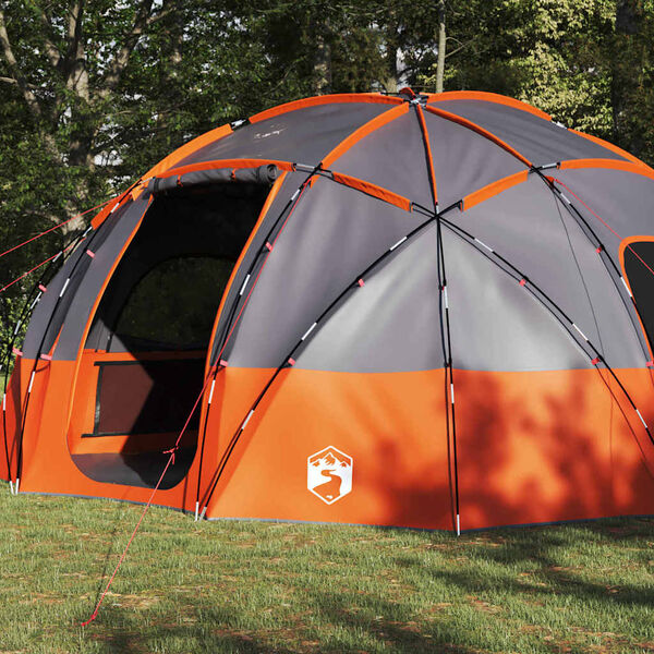 vidaXL Tenda da campeggio Grigio e arancione 475 x 475 x 235 cm