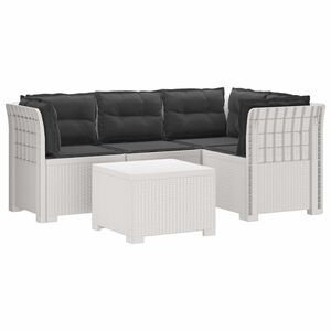 vidaXL Divano da giardino 4 posti con cuscini aspetto rattan PP Bianco