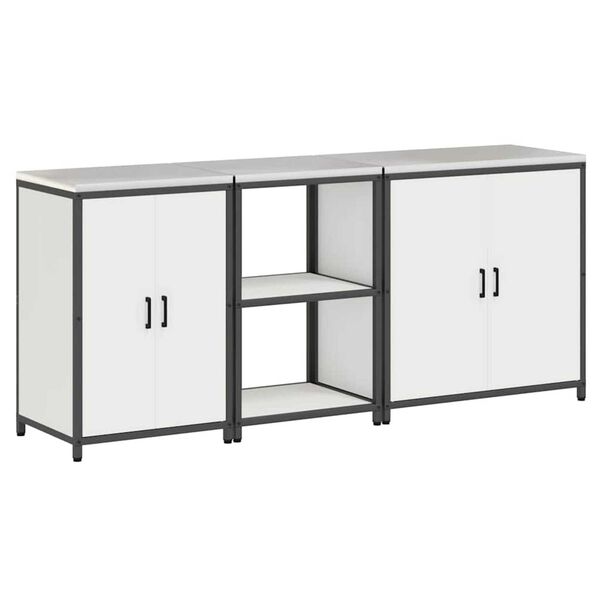 vidaXL Set di Stoccaggio per Cucina Altro 3 pcs Bianco Acciaio