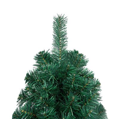 vidaXL Albero di Natale a Metà Preilluminato con Palline Verde 210 cm
