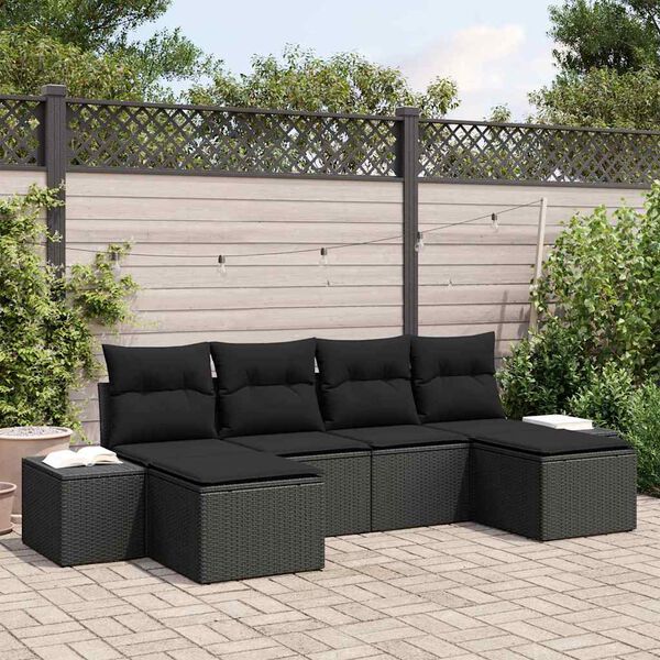 vidaXL Set Divano da Giardino con cuscino 4 pcs Nero polyrattan