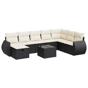 vidaXL Set Divani da Giardino con Cuscini 8 pz Nero in Polyrattan