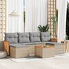 vidaXL Set Divani da Giardino 7 pz con Cuscini Beige in Polyrattan