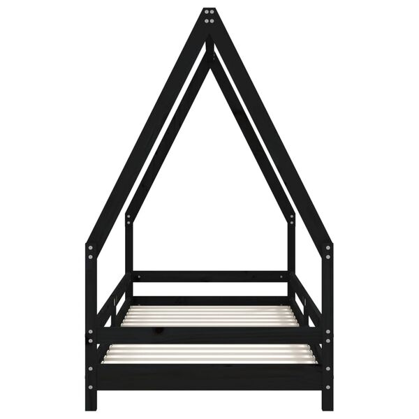 vidaXL Giroletto per Bambini Nero 80x200 cm in Legno Massello di Pino