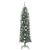 vidaXL Albero di Natale Artificiale Sottile Verde e Bianco 210 cm