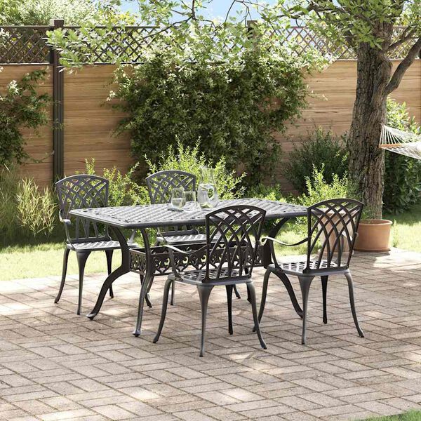 vidaXL Set da Pranzo per Giardino 5 pcs Nero Alluminio