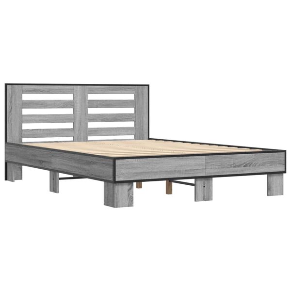 vidaXL Giroletto Grigio Sonoma 135x190 cm in Legno Multistrato Metallo